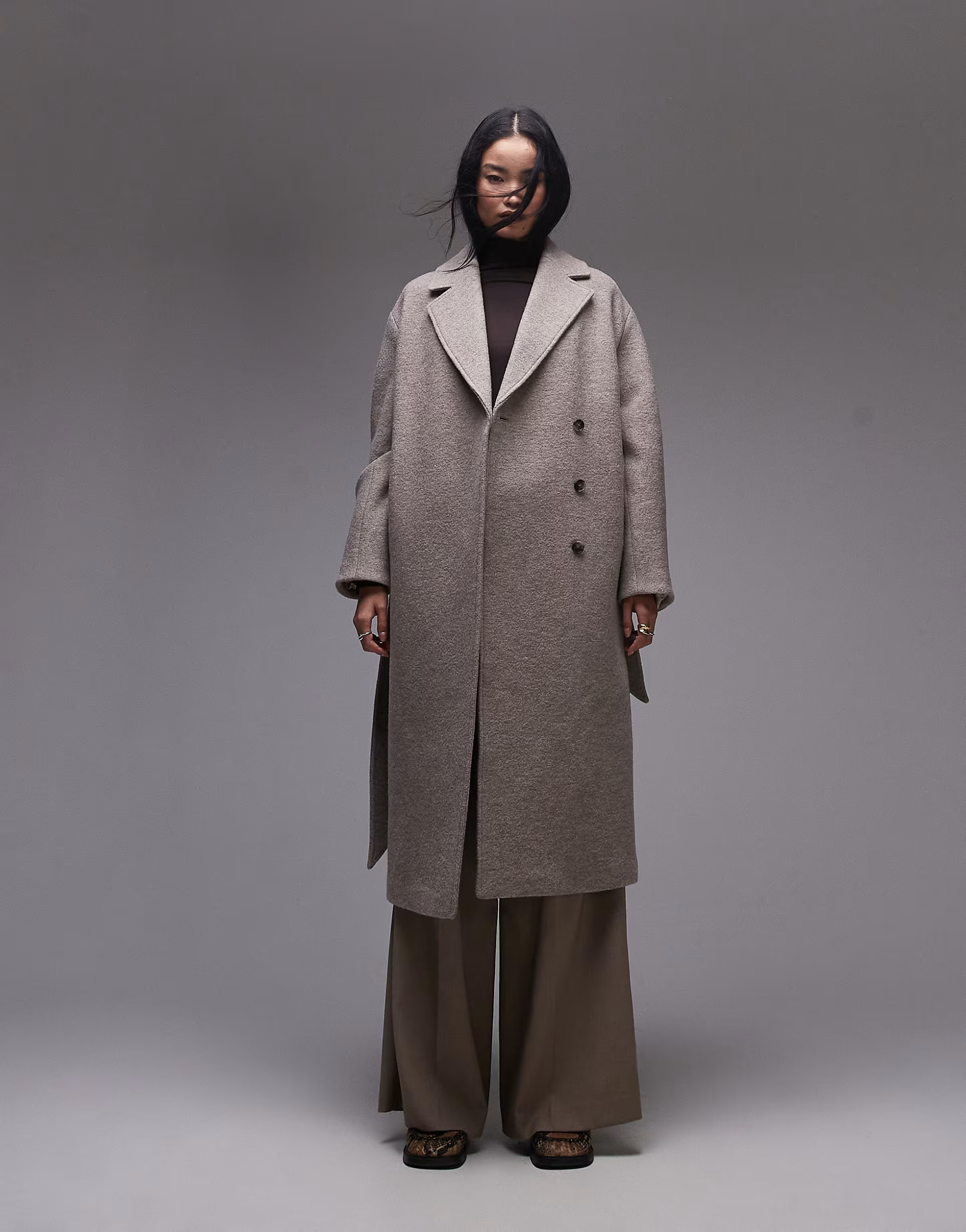 & Other Stories belted wool coat in mole | ASOS | ASOS (Global)