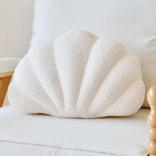 Lfsaaj Ivory Seashell Throw Pillows, Shell Shaped Throw Pillows, 13 Inch Soft Home Decorative Pillow Plush Cushion for Bed Couch Living Sofa Room Decor Accent Throw Pillow | Amazon (US)