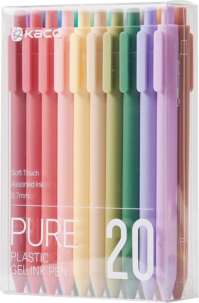 Kaco PURE Gel Pens 20 Color Ink Assorted 0.7 mm, Medium Point, Aesthetic Cute Stationery Pens for... | Amazon (US)