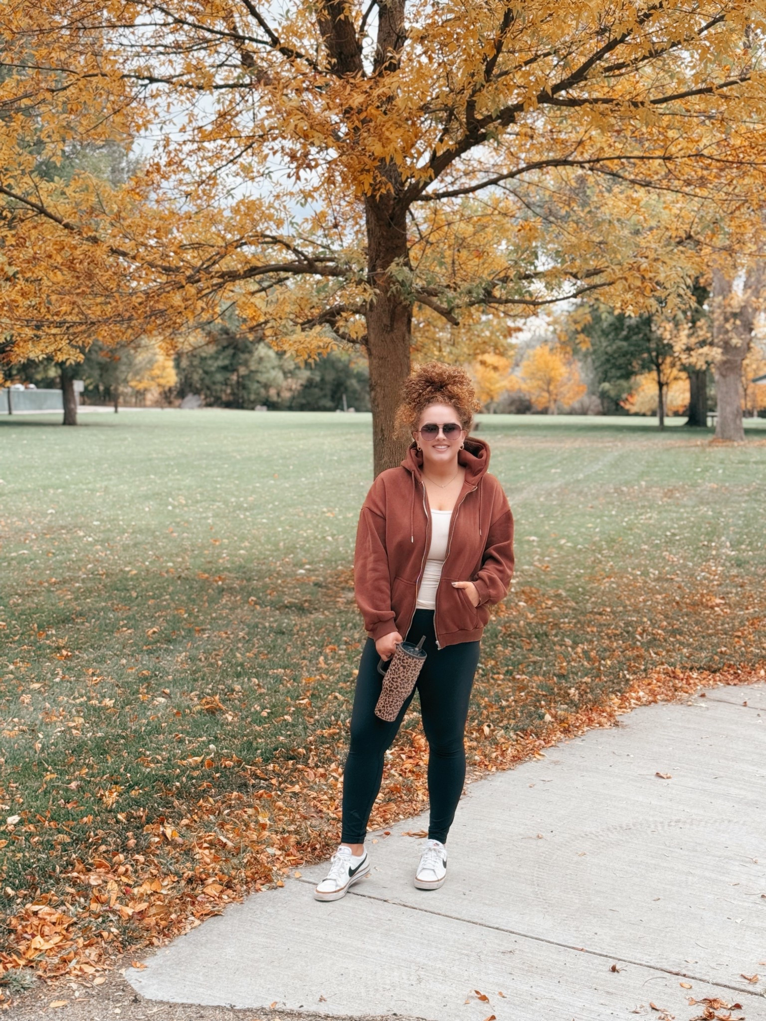 Chasing all the cozy fall vibes 🍂✨ Easy layers, crisp air, and all the autumn feels 🤎 amazon brown jacket | amazon jacket | brown jacket | fall jacket | tank top | amazon tank top | cream tank top| fall outfit | sneakers | nike sneakers | fall shoes | nike court legacy | amazon fall outfit | casual fall outfit | amazon fall casual outfit | leggings | Amazon leggings | leggings outfit | amazon fashion | amazon finds | amazon look | amazon outfit | fall outfit | fall look | fall fashion | fall finds | fall outfit inspo | fall fashion inspo | fall 2025 | sunglasses | amazon sunglasses | designer sunglasses dupe 

#LTKStyleTip #LTKSaleAlert #LTKMidsize