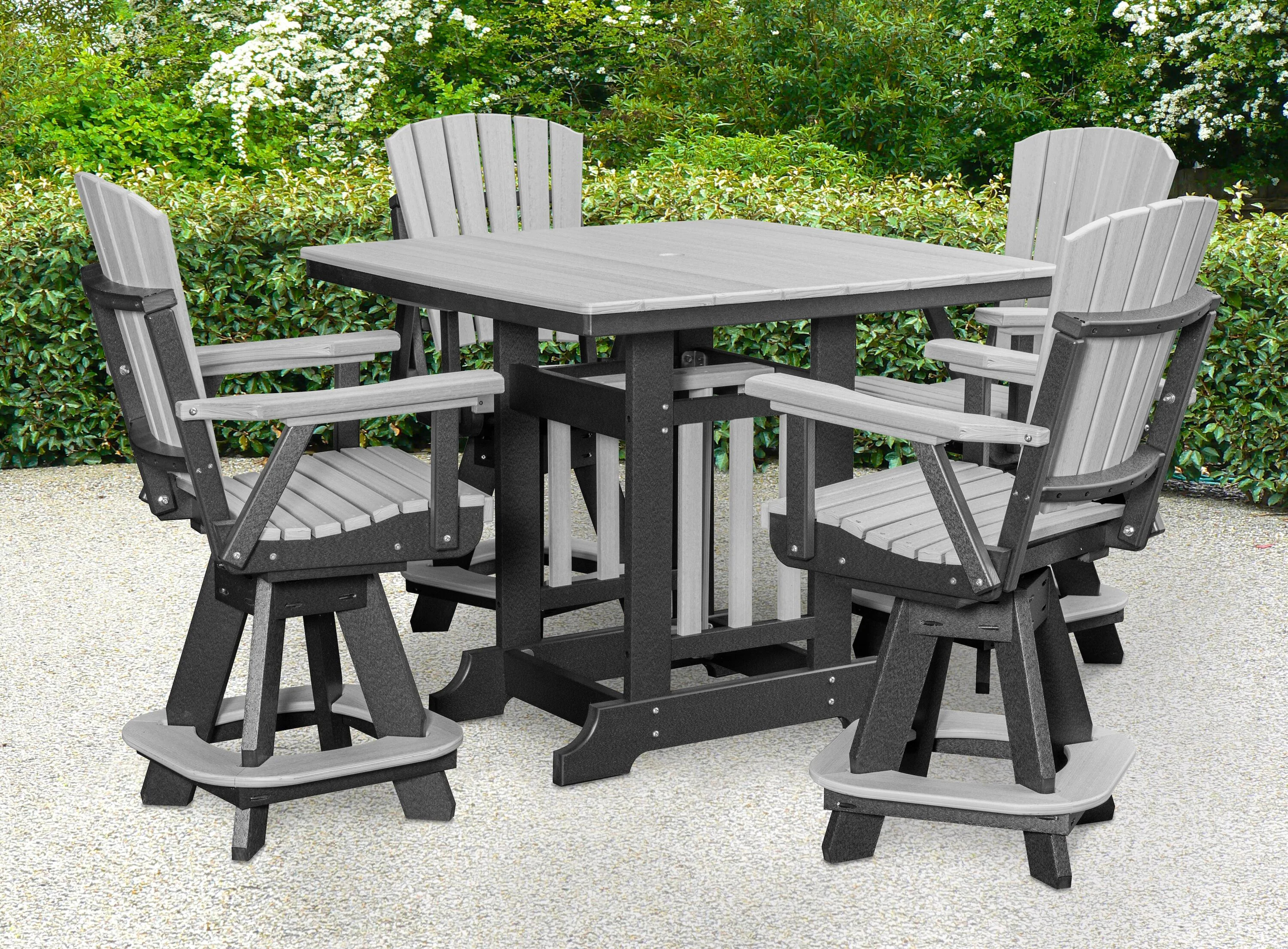 American Furniture Classics Adirondack 5 -Piece Black Counter height HDPE Square Table with 4 Swivel Chairs one_size | CJ130LGB-K | Lowe's