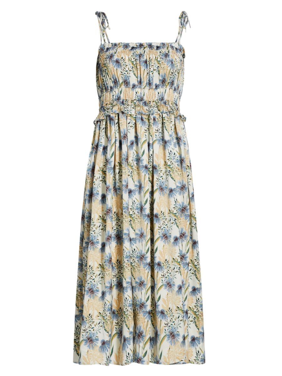 Haley Floral Tie-Strap Midi-Dress | Saks Fifth Avenue