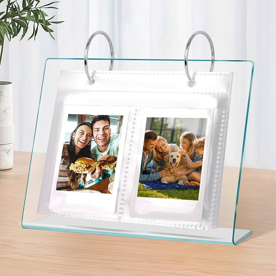 Desktop Small Photo Album, 68 Pockets Acrylic Flip Mini Photo Book, Tabletop Picture Display suit... | Amazon (US)