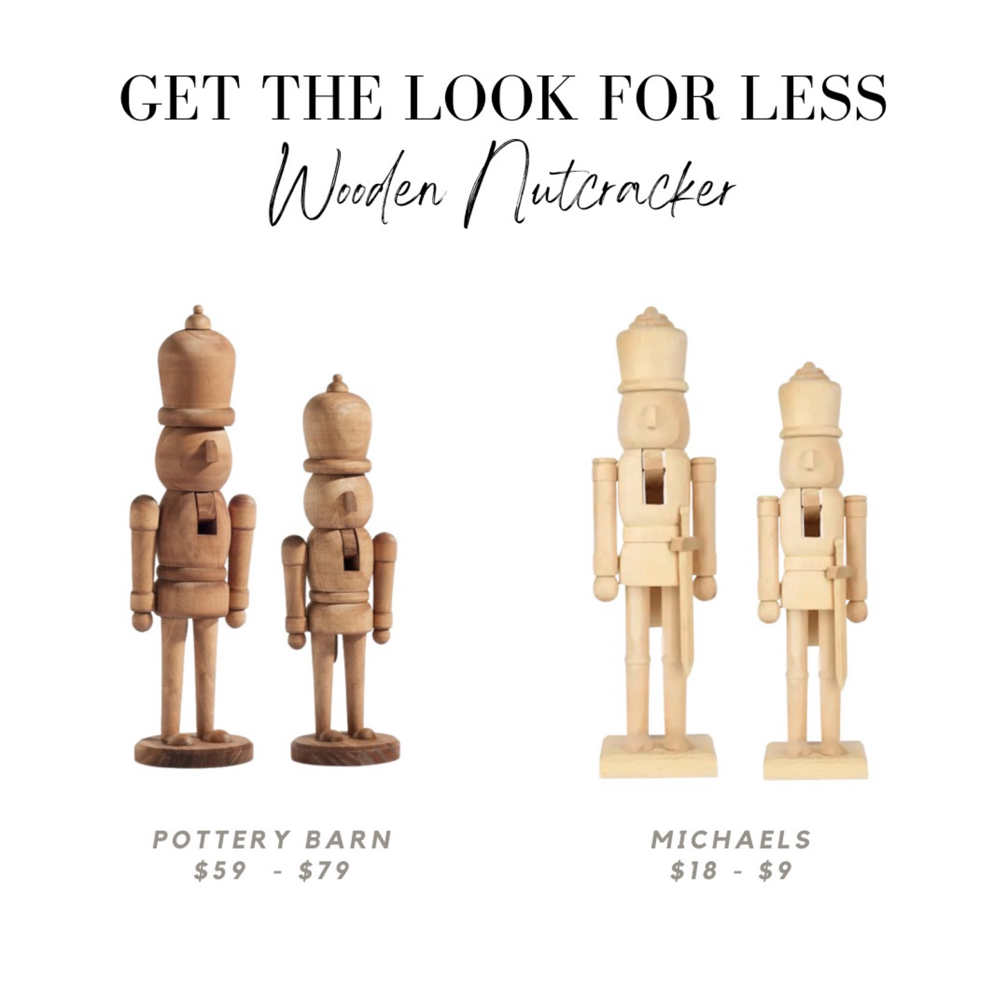 Look for Less! 
Wooden Nutcrackers, pottery barn, michaels, Christmas decor, nutcracker

#LTKHoliday #LTKSeasonal #LTKunder50