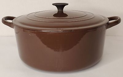 Vtg LE CREUSET Round E  4.5 qt Chocolate Brown Enamel Cast Iron Dutch Oven Pot  | eBay | eBay US