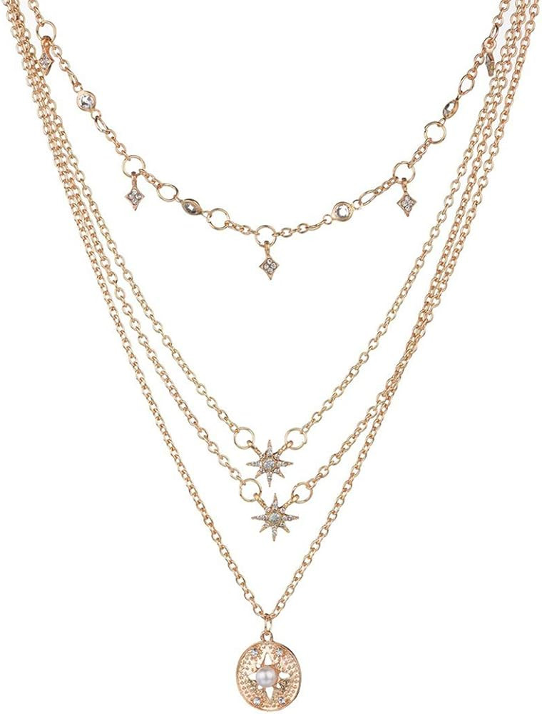 Victray Boho Star Necklace Coin Neck Chain Choker Pendant Necklaces Fashion Jewelry for Women and Gi | Amazon (US)