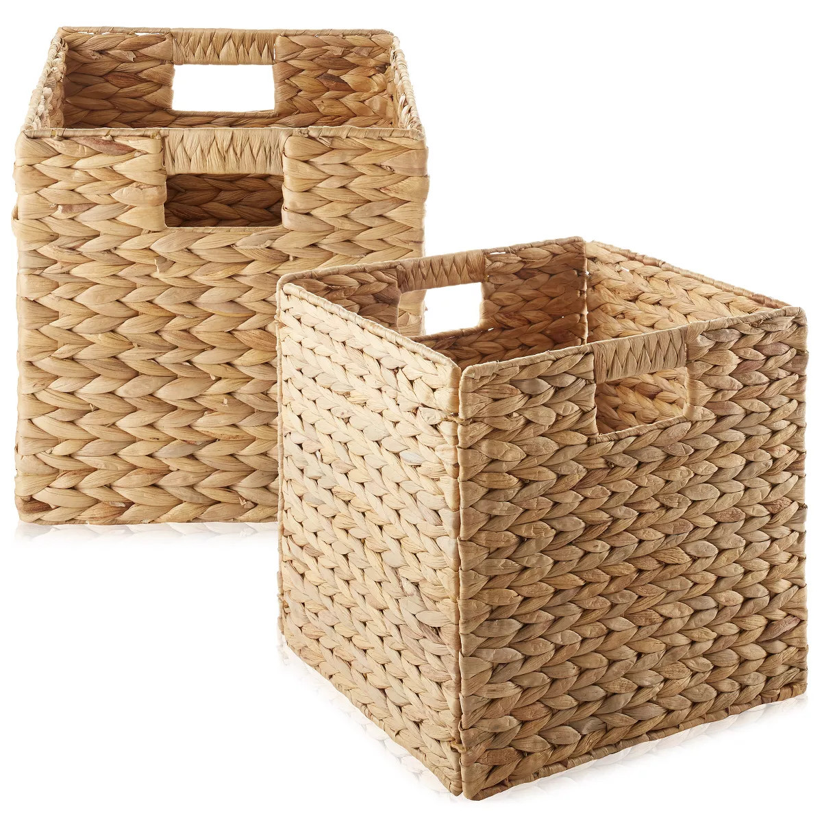Casafield 12" x 12" Water Hyacinth Storage Baskets - Set of 2 Collapsible Cubes, Woven Bin Organi... | Target