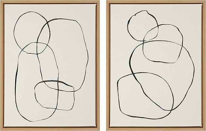 Kate and Laurel Sylvie Modern Circles and Going in Circles Framed Linen Textured Canvas Wall Art ... | Amazon (US)