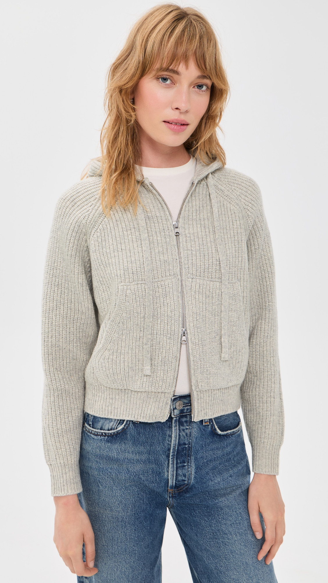 DUNST Hooded Knit Cardigan Grey S | Shopbop