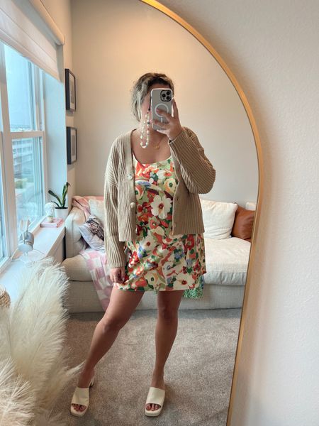 You guys already know how much I’m loving this dress, but I wanted to share just how versatile this sweater is. I added it to pants, but wanted to add over this dress for those cooler evenings if you need an extra layer. 

Spring transitional outfit, knit cardigan, mini slip dress, floral print, midsize fashion, tall girl fashion 

#LTKSeasonal #LTKshoecrush #LTKSale