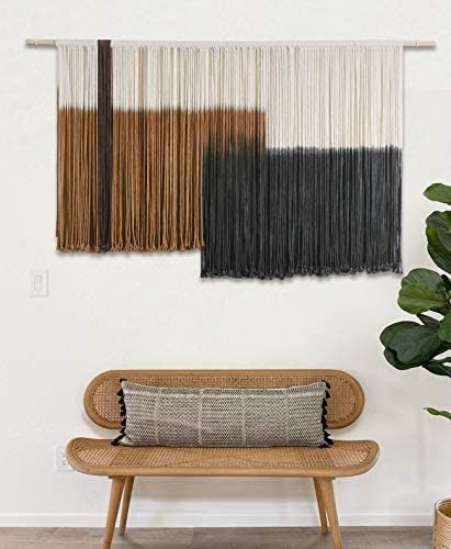 Macrame Wall Hanging Large Dip Dye Tapestry Fiber Wall Art Boho Bedroom Décor 59''W*35''L | Amazon (US)