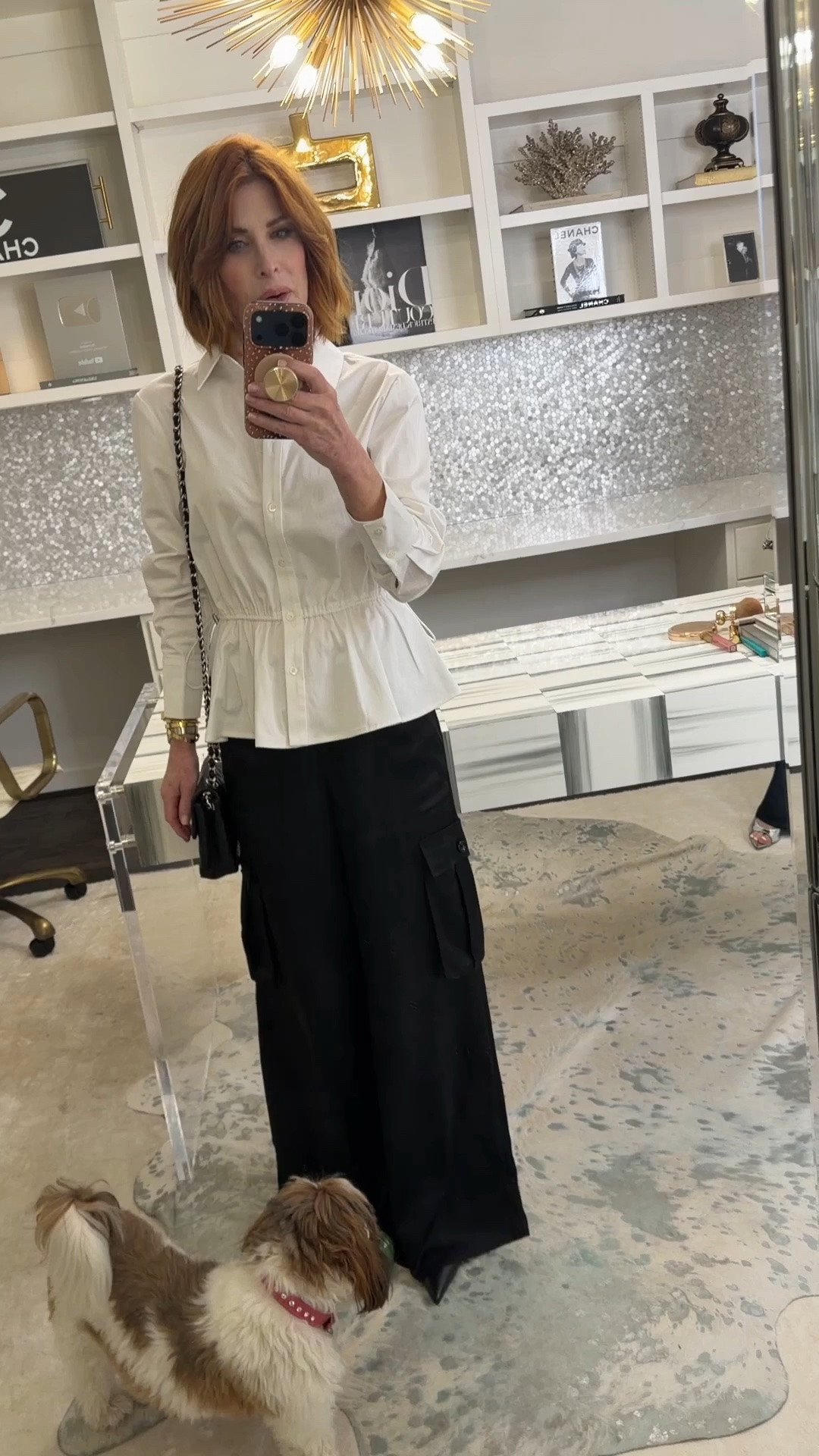 Twist on a basic white shirt and satin cargo pants. Wearing an xs in shirt and 00 in pants.

#LTKootd #LTKOver40 #LTKPetite