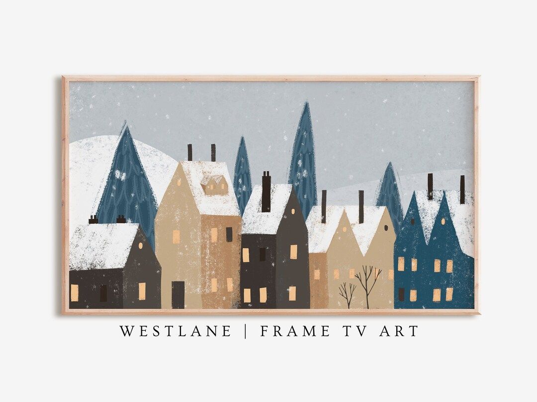 Samsung Frame TV Art Nordic Winter Village Cityscape | DIGITAL TV Art | Etsy (US)