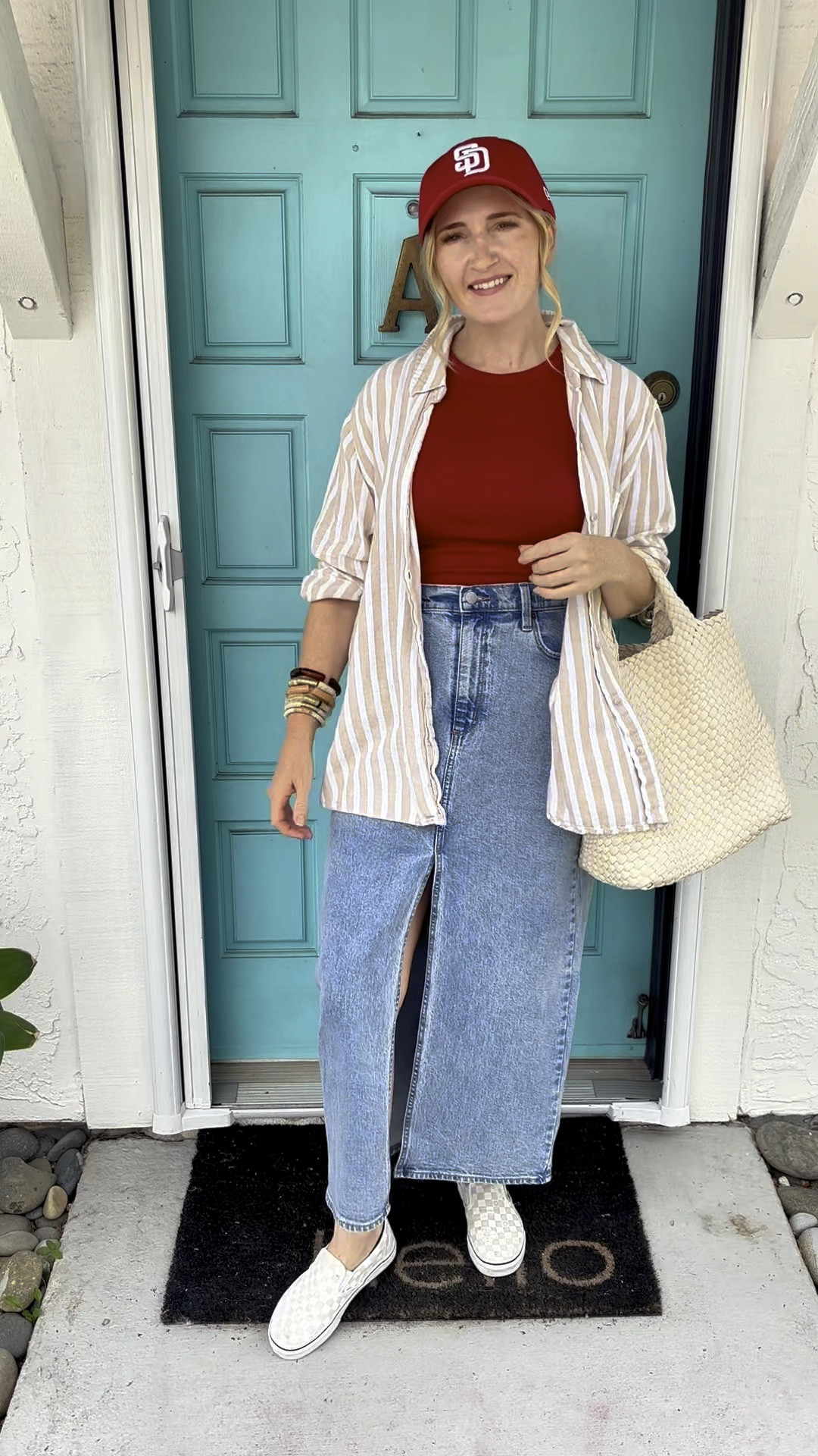 Almost full Target look today! Love the pops of red for an accent, so fun and trendy for fall ❤️

Wearing L in both shirts, size 10 in skirt at 150 lbs and 5’7” - all fit TTS!

Target style, red accessories, target fall finds, target haul, casual look, denim skirt, jean skirt, red top, sneakers outfit, baseball cap, red baseball cap, elevated casual, mom outfit, easy weekend outfit, sports outfit

#LTKStyleTip #LTKFindsUnder50 #LTKFindsUnder100