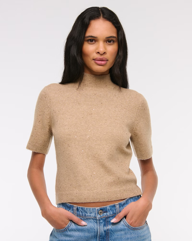 Lurex Mockneck Sweater Tee | Abercrombie & Fitch (US)