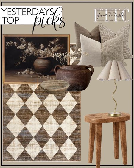 Yesterday’s Top Picks. Follow @farmtotablecreations on Instagram for more inspiration.

Beige Vanni Checkered Fringed 4' x 6' 5" Area Rug. Stone textured pottery, Aged vessel, 9.5'' wide, Rustic artisan vase, Earth tones neutrals vase, Hand painted vase, Mediterranean vase. Brook Pillow Cover Set. KUNJOULAM Small Table Lamp, Bedside Nightstand Lamp with Adjustable Beige Lampshade, Morden Mini Desk Lamp for Bedroom Home Office Decor. Moody Floral in Vintage Vase | PRINTABLE ART | Vintage Artwork. Vintage Rustic Marble Bowl (Free Shipping). 



#LTKFindsUnder50 #LTKSaleAlert #LTKHome