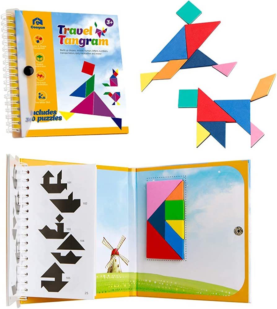 Coogam Travel Tangram Puzzle - Magnetic Pattern Block Book Road Trip Game Jigsaw Shapes Dissectio... | Amazon (US)