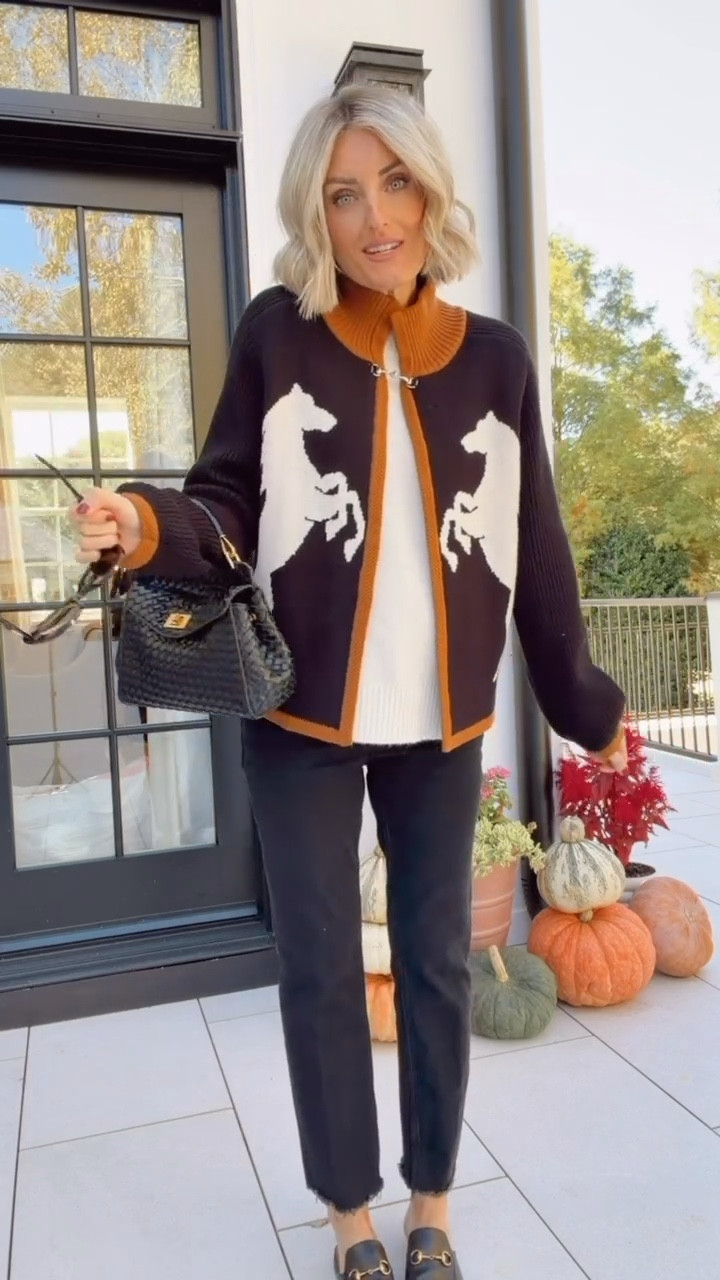 Another great cardigan option for fall! I love the colors on this cardigan. The horse detail & buckle at the top really elevate the sweater. I am wearing a small - use code: LOVERLY15 at checkout! 

Loverly Grey, fall cardigan, horse sweater, avara finds 

#LTKStyleTip #LTKSeasonal #LTKSaleAlert