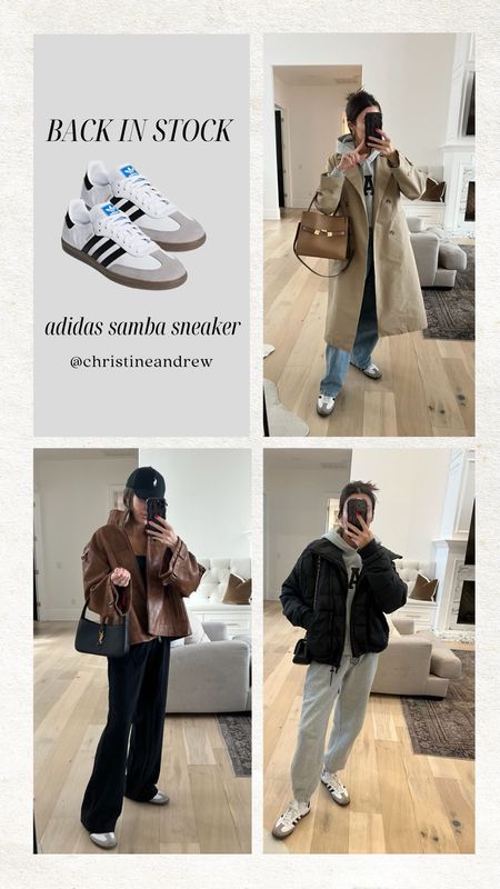 Outfit ideas with my adidas samba sneakers ✨

Winter outfit; casual outfit; mom outfit; school drop off outfit; trench coat; leather jacket; black trousers; casual style; adidas; samba; work outfit; Christine Andrew 

#LTKshoecrush #LTKfindsunder100 #LTKstyletip