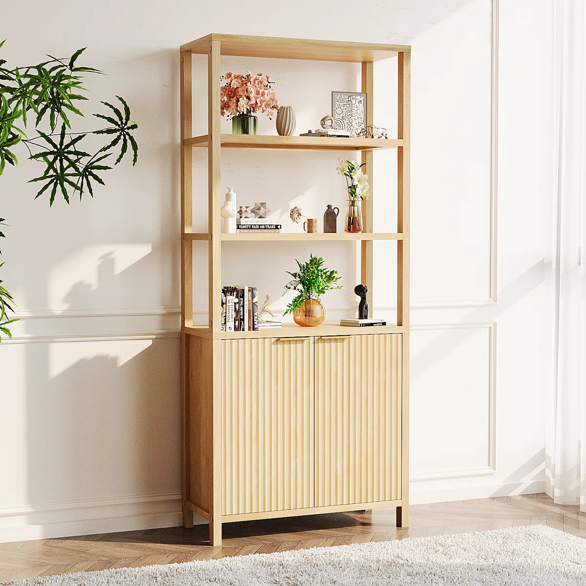 Oak 2-Door 6-Shelf Display Cabinet | Wayfair North America