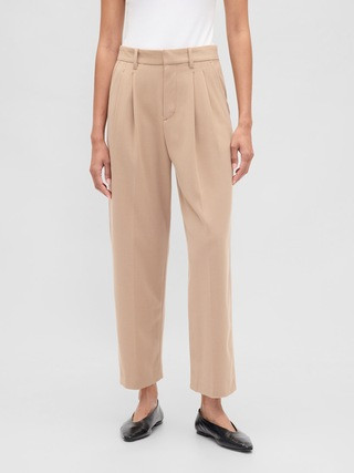 365 High Rise Brushed Twill Taper Ankle Trousers | Gap (US)