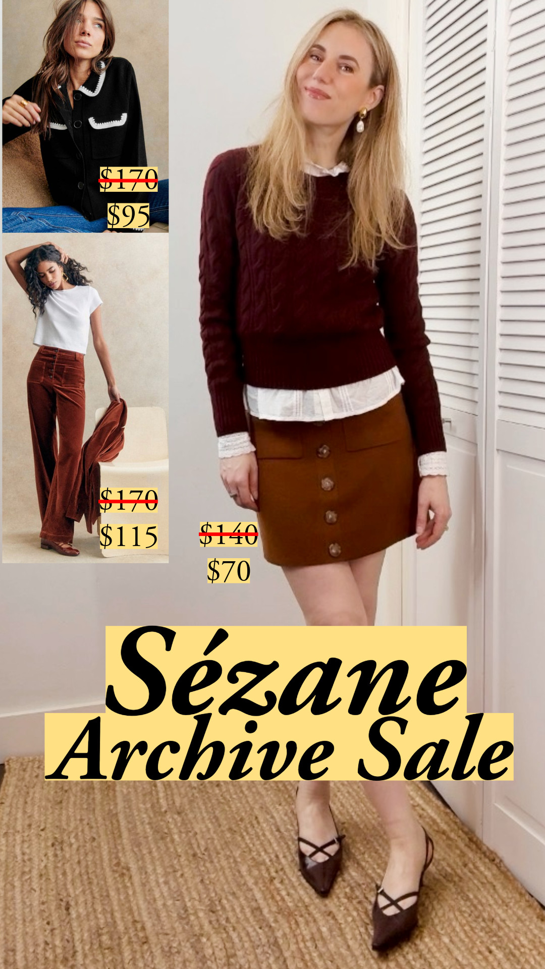 Really great pieces at the @sezane archive sale! I had to stalk this skirt to come back in stock in my size, and now they have it – 50% off. Love their merino, and I recommend the Betty sweater, too (I have it in a different color). TTS 

 

#LTKSaleAlert #LTKFindsUnder100 #LTKWorkwear