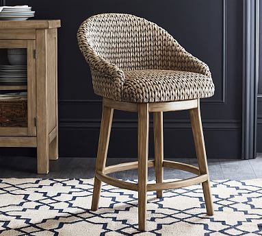 Seagrass Bucket Swivel Counter Stool | Pottery Barn (US)