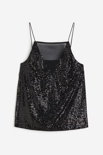 Top de punto - Negro/Lentejuelas - MUJER | H&M ES | H&M (FR, IT, ES, PT, BE)