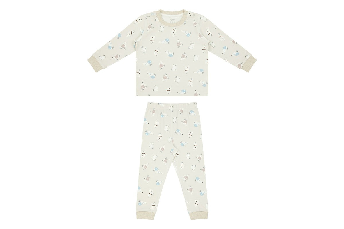 Organic Cotton Two-Piece Long Sleeve PJ Set - Winter Skate | Nest Designs