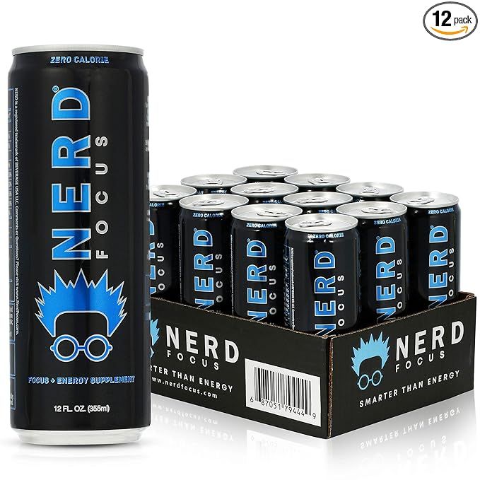 NERD FOCUS Zero Calorie Energy Drink Nootropics and Essential Vitamins for Mental Clarity, Concen... | Amazon (US)