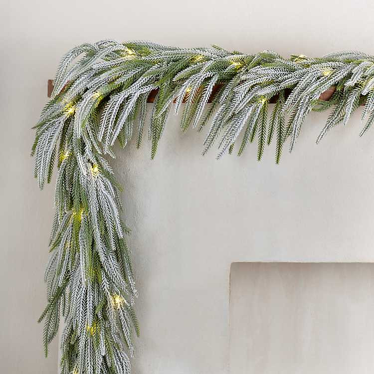 Pre-Lit Snowy Norfolk Christmas Garland | Kirklands