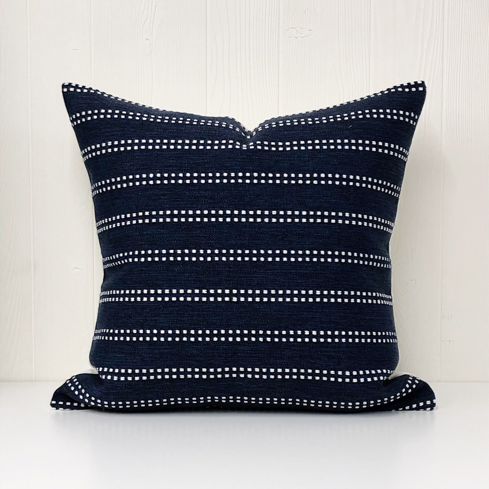 Indigo Blue & White Stripe Pillow Cover // Throw Pillow // - Etsy | Etsy (US)