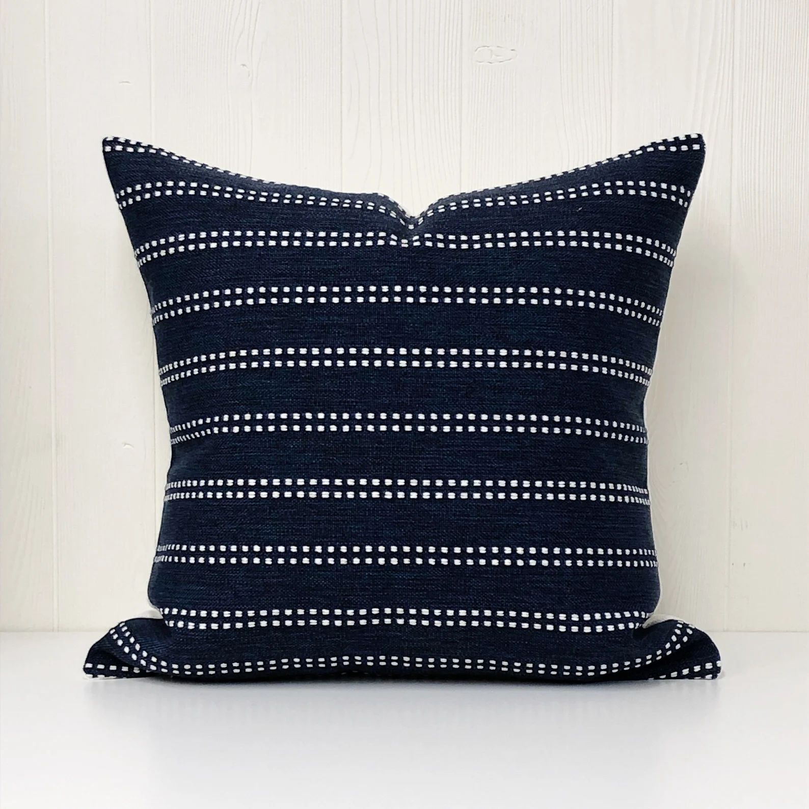 Indigo Blue & White Stripe Pillow Cover // Throw Pillow // - Etsy | Etsy (US)