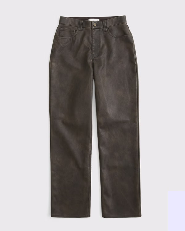 Curve Love High Rise 90s Relaxed Vegan Leather Pant | Abercrombie & Fitch (US)