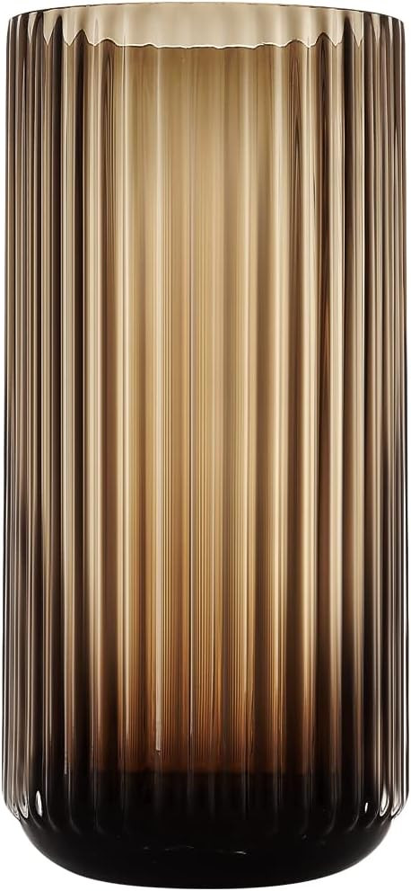 Dinyeo Small Cylinder Ribbed Brown Glass Flower Vase for Farmhouse Dining Table Centerpieces Deco... | Amazon (US)