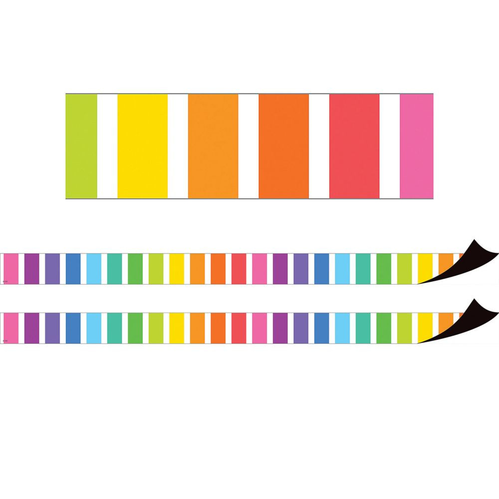 Teacher Created Resources Colorful Stripes Magnetic Border, 24 Feet Per Pack, 2 Packs | Oriental Trading Company