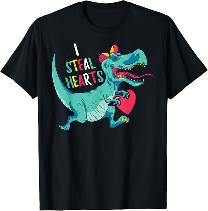 Valentines Day Dinosaur I Steal Hearts Tshirt Gifts for Boys T-Shirt | Amazon (US)