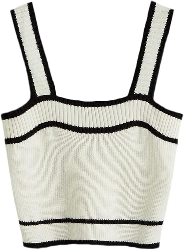 SweatyRocks Women's Sleeveless Ribbed Knit Spaghetti Strap Crop Cami Tank Top | Amazon (US)