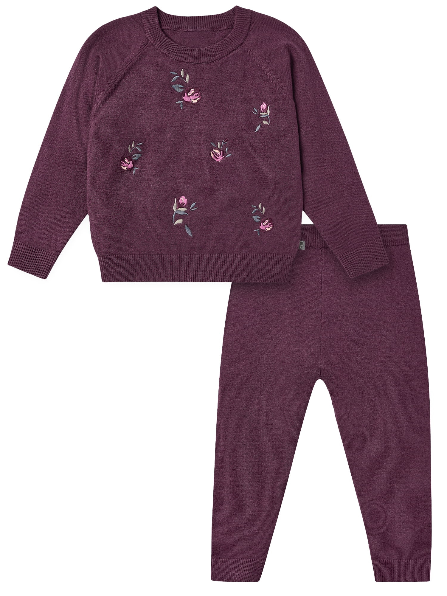 Modern Moments by Gerber Baby and Toddler Girl Embroidered Sweater Outfit Set, 0/3 Months - 5T | Walmart (US)