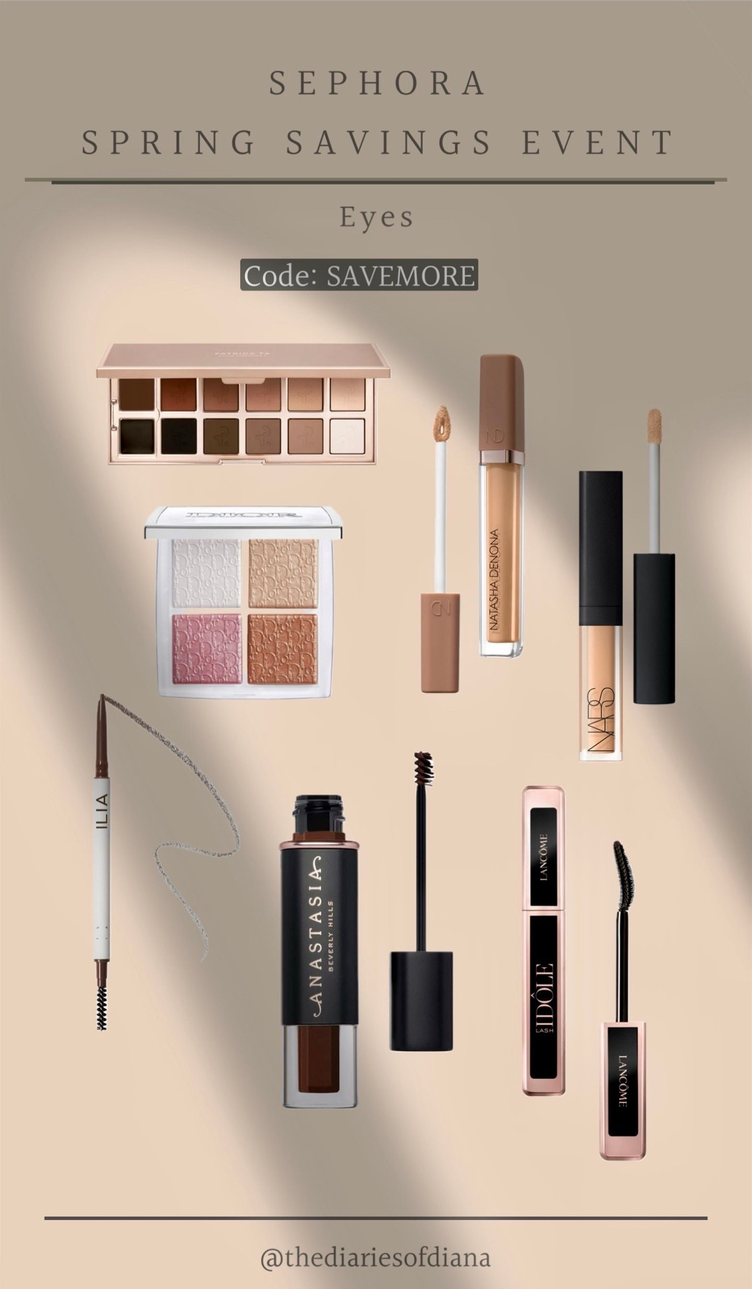 Sephora Spring Sales Event 
Eyes

Patrick Ta dimension eyeshadow palette, Dior glow palette (002 Glitz), Ilia brow pencil (soft brown), Anastasia brow gel (dark brown), Lancôme mascara, Nars concealer (custard), Natasha Denona Serum concealer (N9)

#LTKBeauty #LTKSaleAlert #LTKFestival