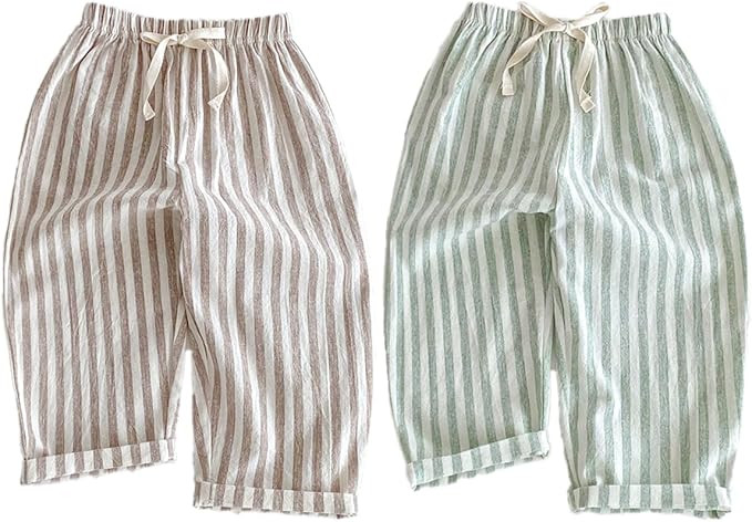 Ashmyova Classic Casual Pants for Boys Thin Cotton Stripe Elastics Waist Spring Summer Trousers T... | Amazon (US)