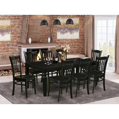 Beesley 9 - Piece Butterfly Leaf Rubberwood Solid Wood Dining Set | Wayfair North America