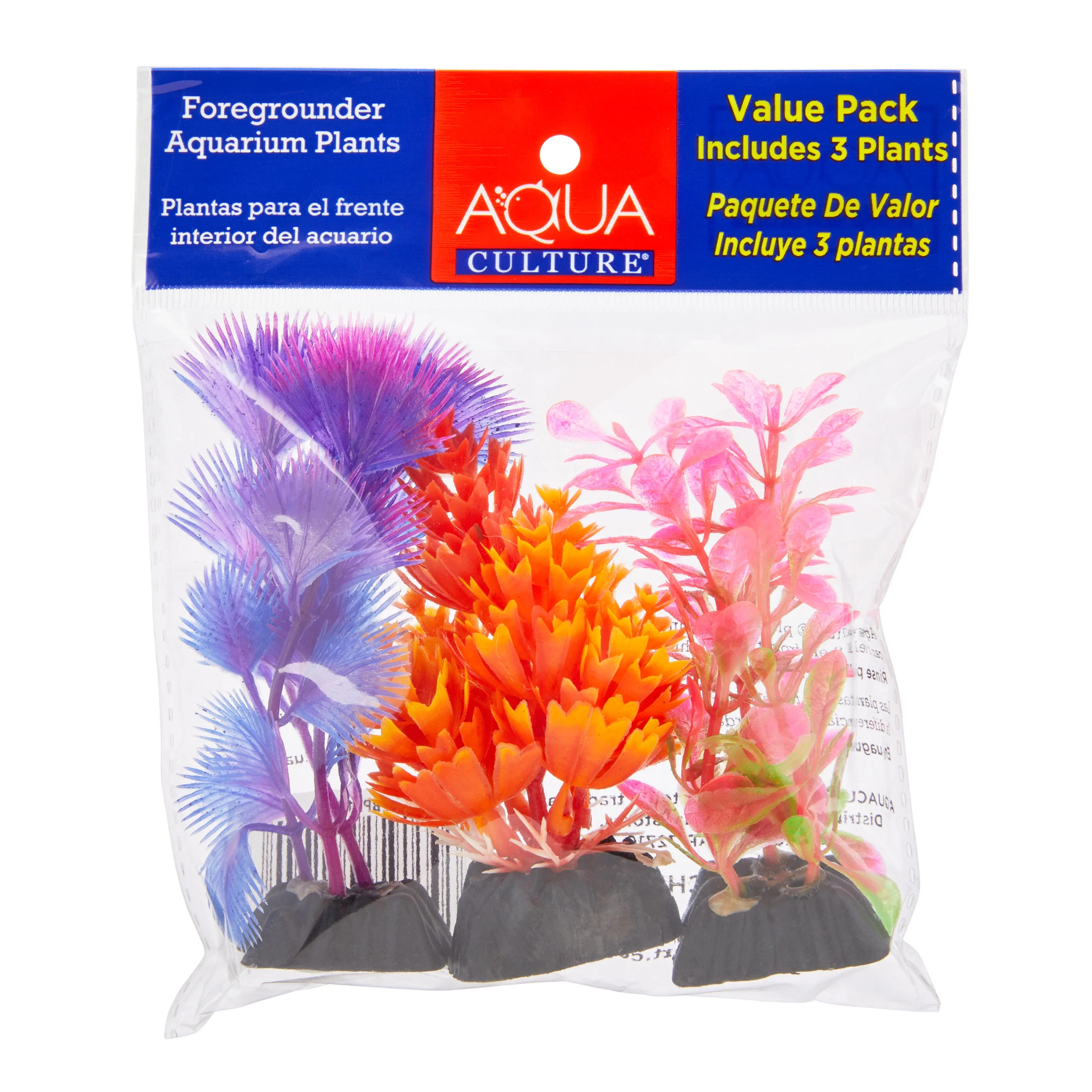 Aqua Culture Foregrounder Plastic Aquarium Plants - Multicolored - 3 Count Per Pack | Walmart (US)