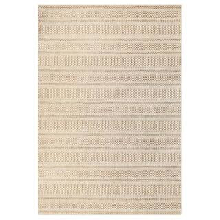 Natural Cream 8 ft. x 10 ft. Striped Indoor/Outdoor Patio Area Rug | The Home Depot
