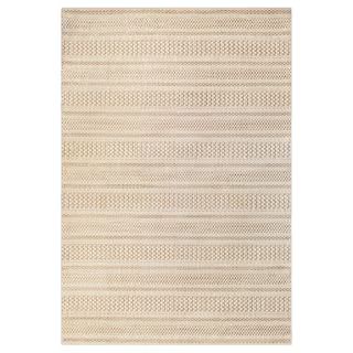Hampton Bay Natural Cream 8 ft. x 10 ft. Striped Indoor/Outdoor Area Rug 3001966 | The Home Depot