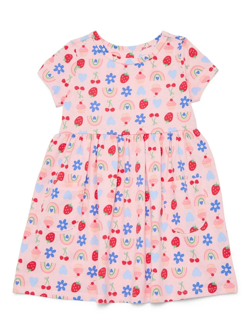 Wonder Nation Baby and Toddler Girls Play Dress with Short Sleeves, Sizes 0/3M-5T | Walmart (US)