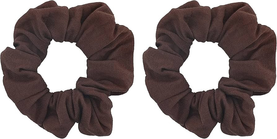 Set of 2 Solid Scrunchies (Brown) | Amazon (US)
