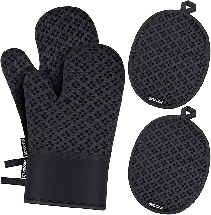 Oven Mitts and Pot Holders 4 Sets, Heat Resistant 500 ℉ Oven Mitt and Pot Holder,Oven Glove&Pot... | Amazon (US)