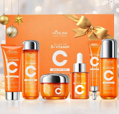 Glown 6-Piece Hydrating Skincare Set with Vitamin C & Niacinamide,Complete Face & Body Care Kit with Cleanser,Toner,Serum,Moisturizer,Eye Cream & Body Lotion | Valentine’s Day Skincare Gift for Women 

 #LTKselfcare #LTKU #LTKBeauty