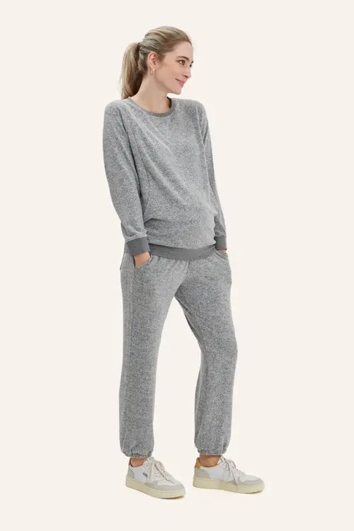 Nom Maternity Wren Under-the-belly Maternity Lounge Pants in Grey at Nordstrom, Size X-Small | Nordstrom